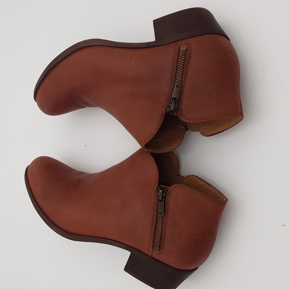 Lucky Brand Ankle Booties Leather Brown 9M Casual Office Vacation Y2K Festival - Picture 6 of 13